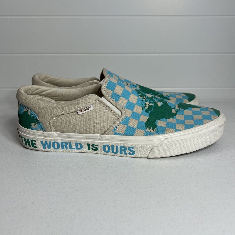 Vans Men's Shoes Size 10.5 Asher Eco Positivity Oatmeal/Multi Slip On Skate